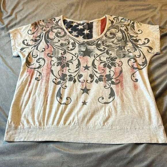 Maurices AMERICANA banded TEE SIZE 1 festive 4th of July - Picture 2 of 8